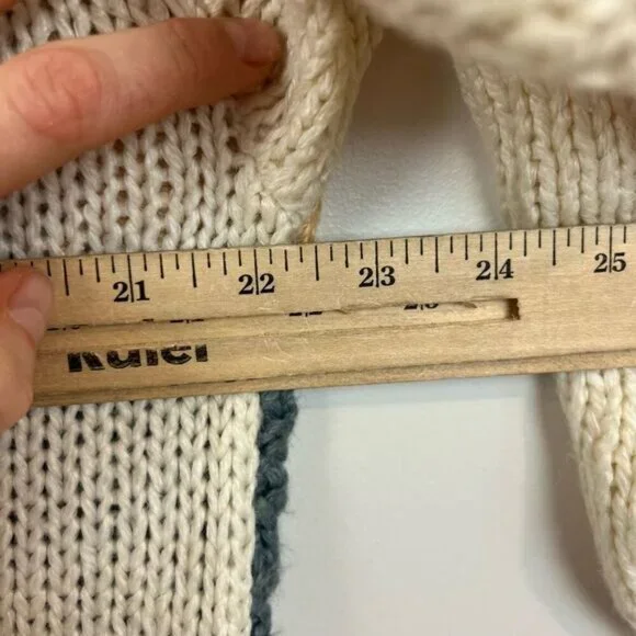 90s Brand New Next Issue Womens Medium Ramie Blend Granny Square Sweater Cottage - Picture 11 of 15